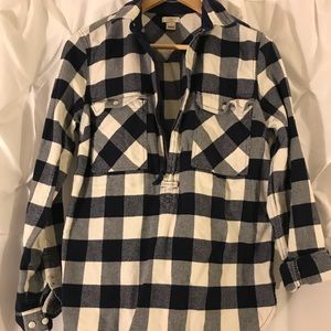 J.Crew Flannel Plaid Half-Zip Top